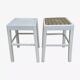 Paire de tabourets en bois, patine blanche, vers 1950