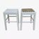 Paire de tabourets en bois, patine blanche, vers 1950