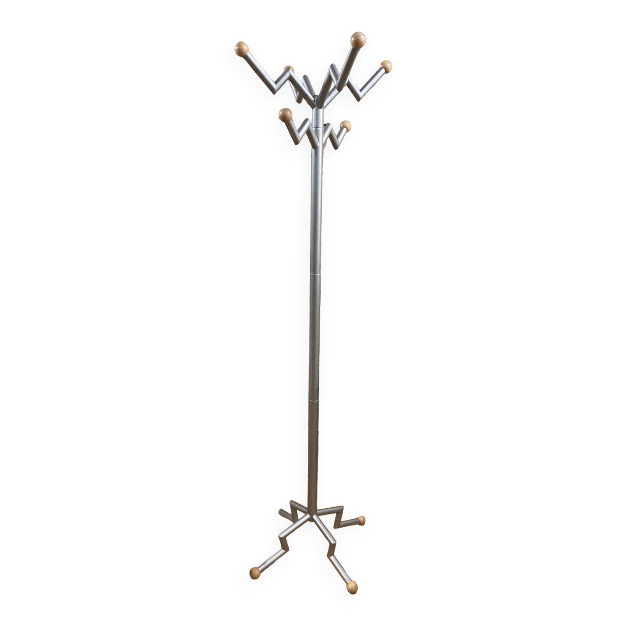 Free-standing coat rack in metal and wood 1980 1990