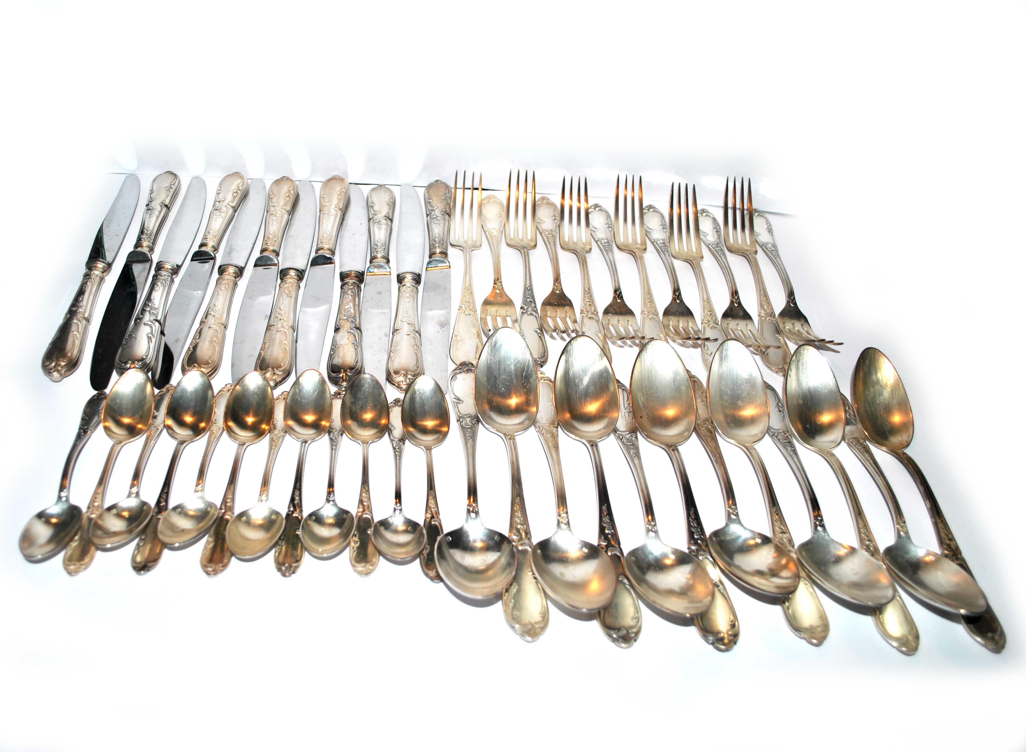 Housewife 48 vintage table cutlery in silver metal sfam - knife spoons coffee fork x12