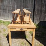 Table de ferme avec paire de bancs