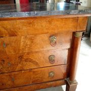 Empire-style walnut commode – black marble – 19th century