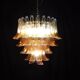 Vintage Murano chandelier, Murrina style, with amber glass petals.