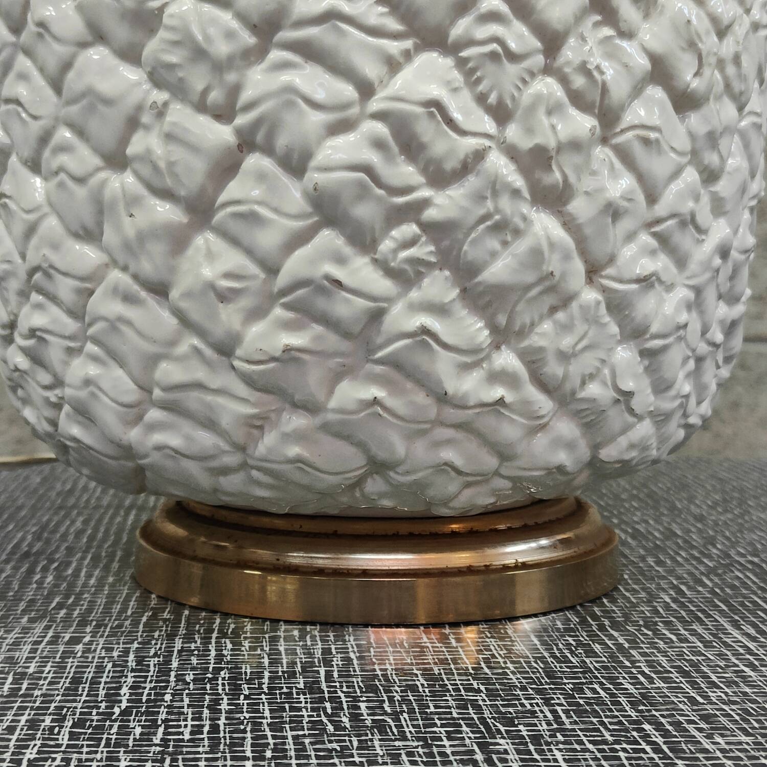 White earthenware pineapple lamp