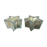 Pair of mercurized glass candle holders in the shape of stars