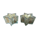 Pair of mercurized glass candle holders in the shape of stars