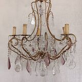 Chandelier with colored tassels