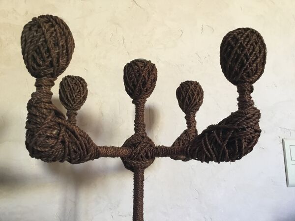 Chandelier vintage candélabres en cordages