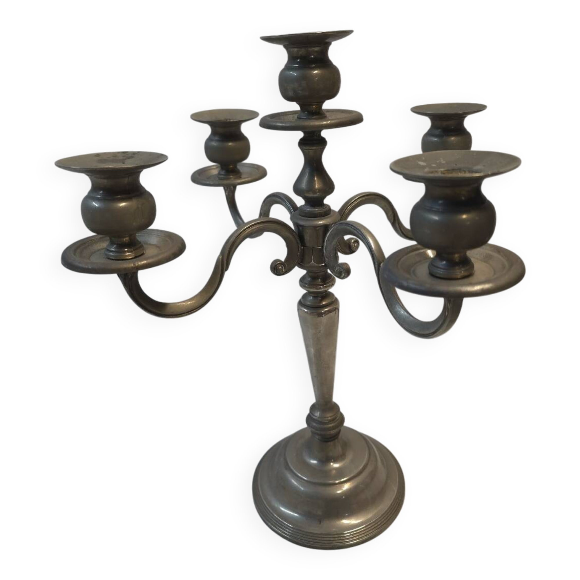 Chandelier 5 branches en métal argenté 