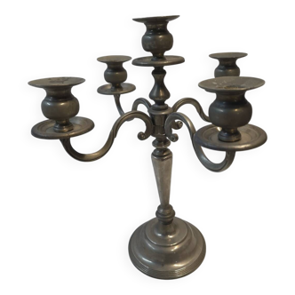 Chandelier with 5 branches in silver-plated metal