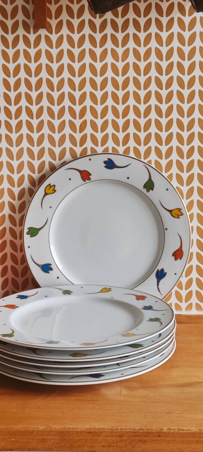 Set of porcelain plates with a frieze from Royal Limoges.