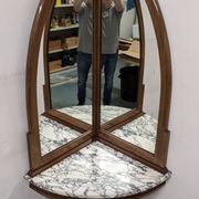 Console d'angle et son miroir Art déco en noyer, France vers 1920