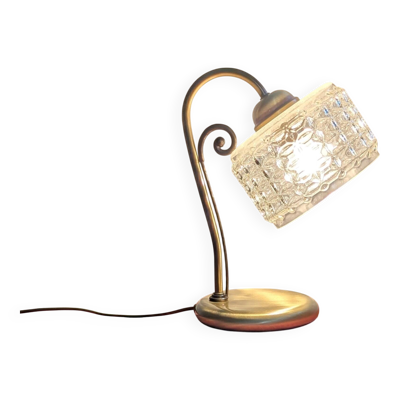 Lampe vintage en Laiton et Cristal taillé