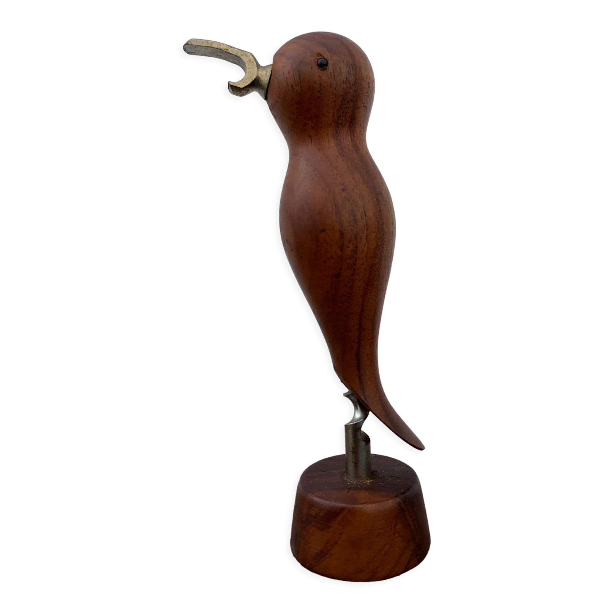 Scandinavian design corkscrew in teak wood and brass, 1960