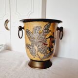 Cloisonné style cava bucket or bronze champagne bucket from the 1960s