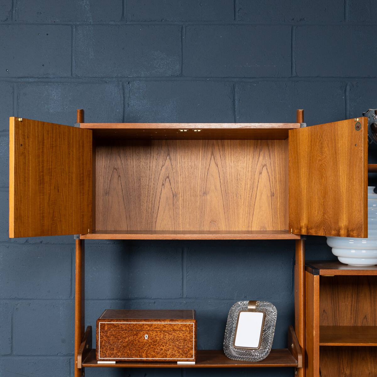 Vintage 20thc italian modular teak wall cabinet c.1960