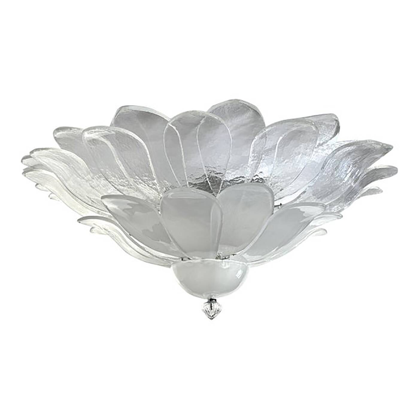 Contemporary Modern Transparent and Sanded "Petals" Glass Flus