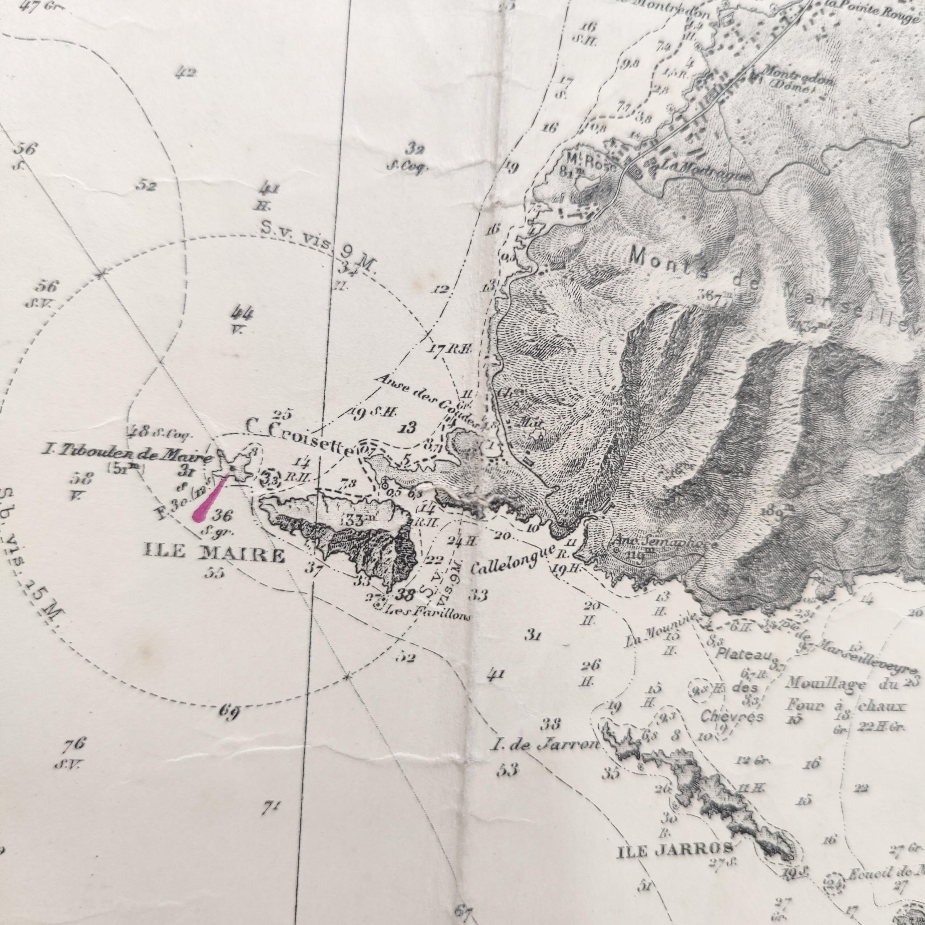 Map of Marseille Méditerranée 1950