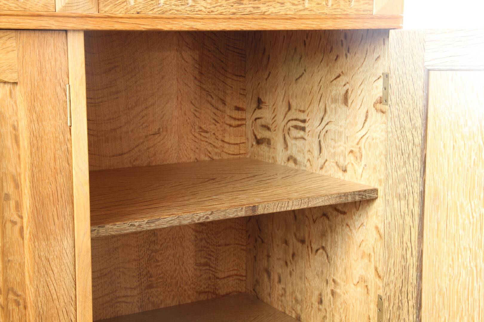 Vintage 1970 Danish Brutalist Light Oak Sideboard, Style of Henning Kjærnulf