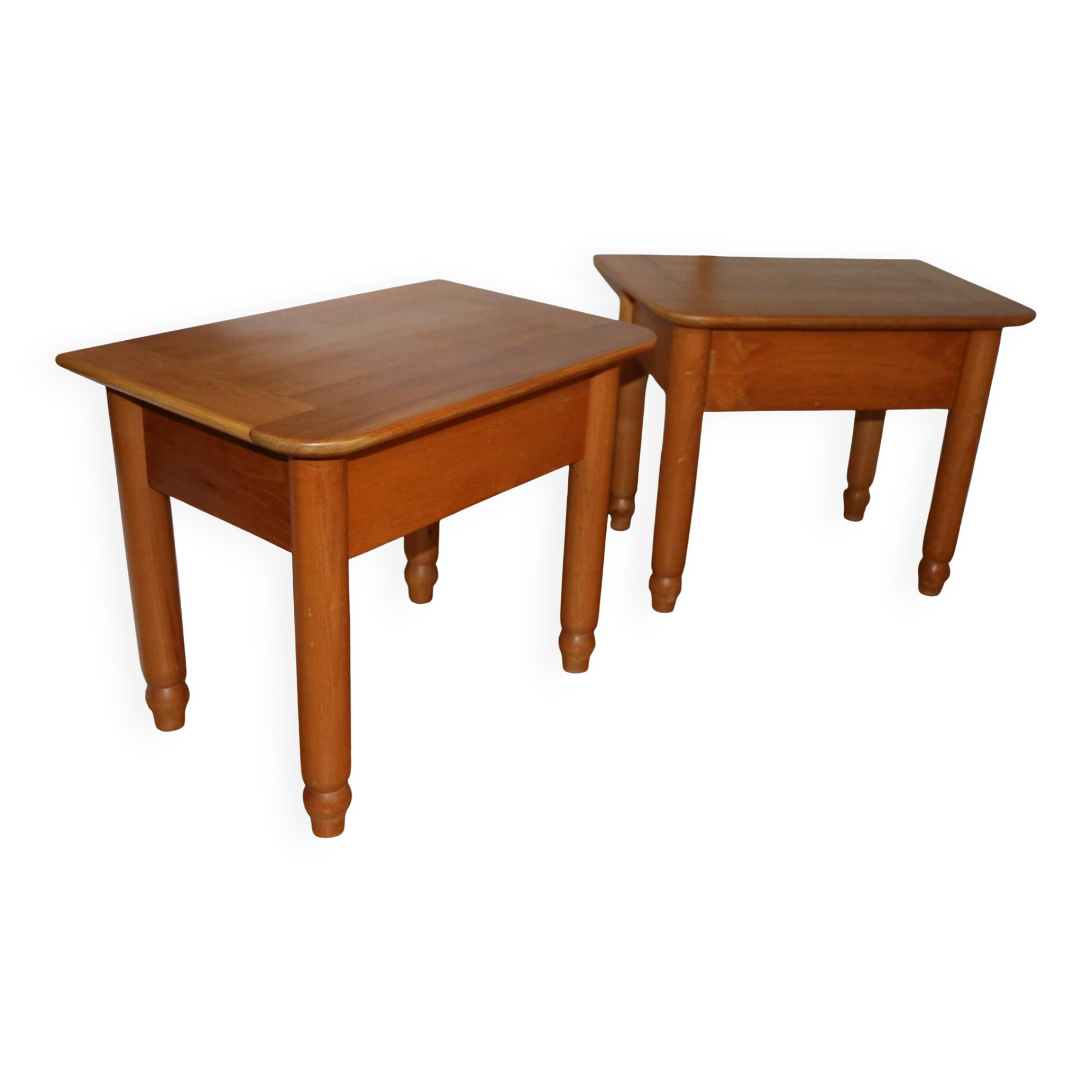 Pair of bedside tables with drawers in solid elm