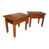 Pair of bedside tables with drawers in solid elm