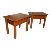 Pair of bedside tables with drawers in solid elm