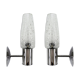 Set of two glass and chrome metal wall lamps, 1960s