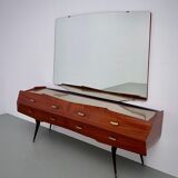 Crédence en bois avec miroir Vittorio Dassi Italie 1960
