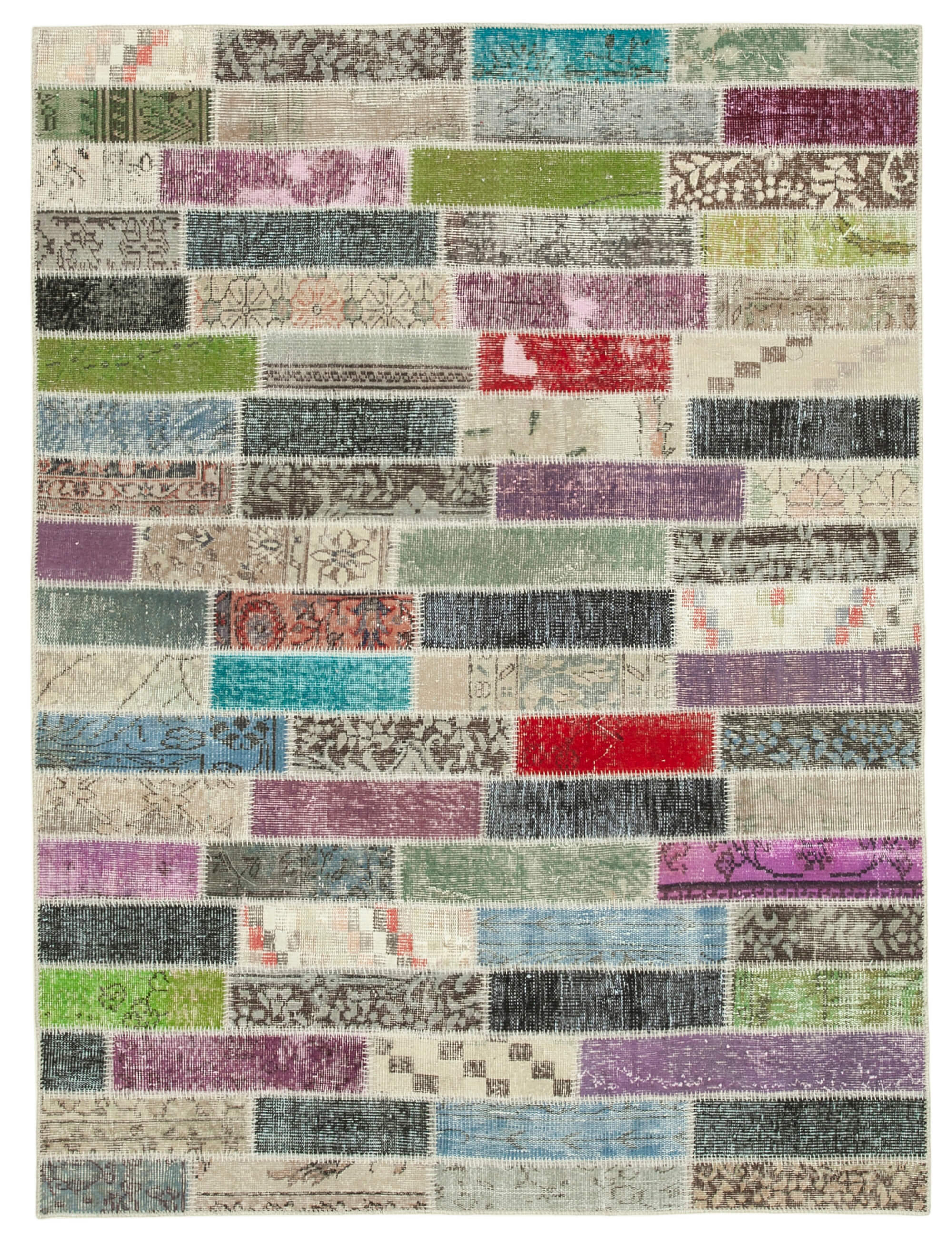 Handwoven anatolian contemporary 173 cm x 231 cm multicolor patchwork rug