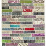 Tapis anatolien contemporain tissé à la main 173 cm x 231 cm tapis patchwork multicolore
