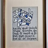 Screenprint after Jean Dubuffet framed under glass 26 cm by 32 cm