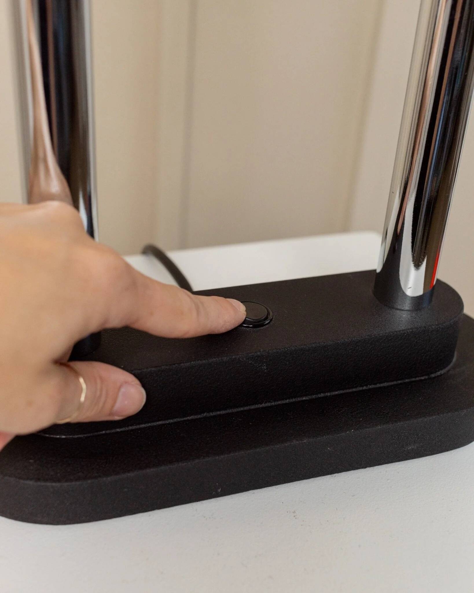 Vintage black metal and glass table lamp Bankers by Robert Sonneman for Georges Kovacs, Memphis Design 1980s