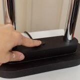 Vintage black metal and glass table lamp Bankers by Robert Sonneman for Georges Kovacs, Memphis Design 1980s