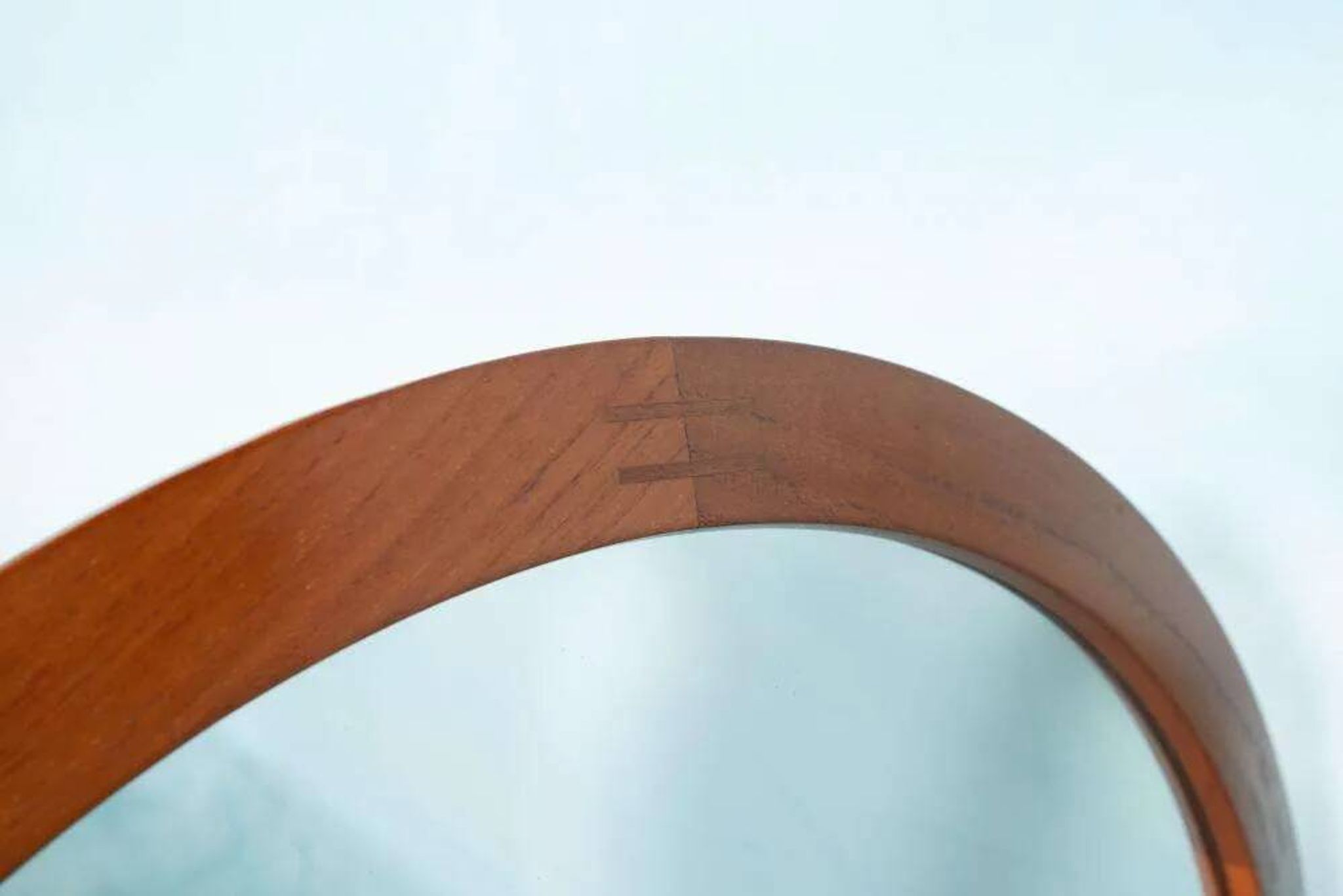 Vintage round mirror Aksel Kjersgaard, Danish teak design.
