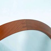 Vintage round mirror Aksel Kjersgaard, Danish teak design.