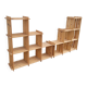 Pair of vintage pine "staircase" bookcase shelves - 1970s