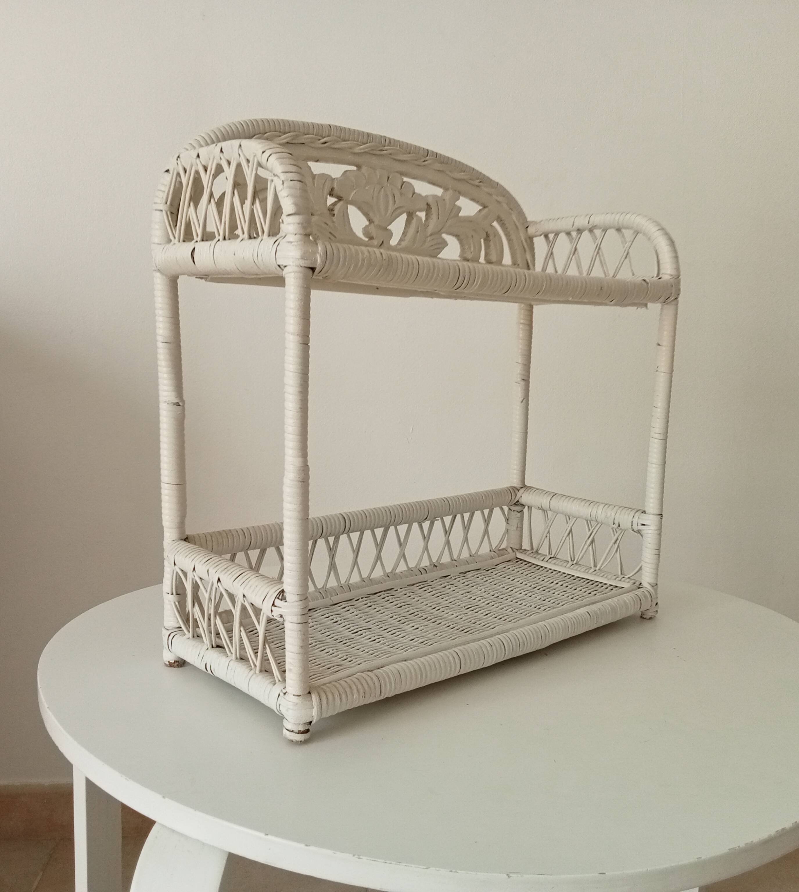 Vintage rattan wall shelf