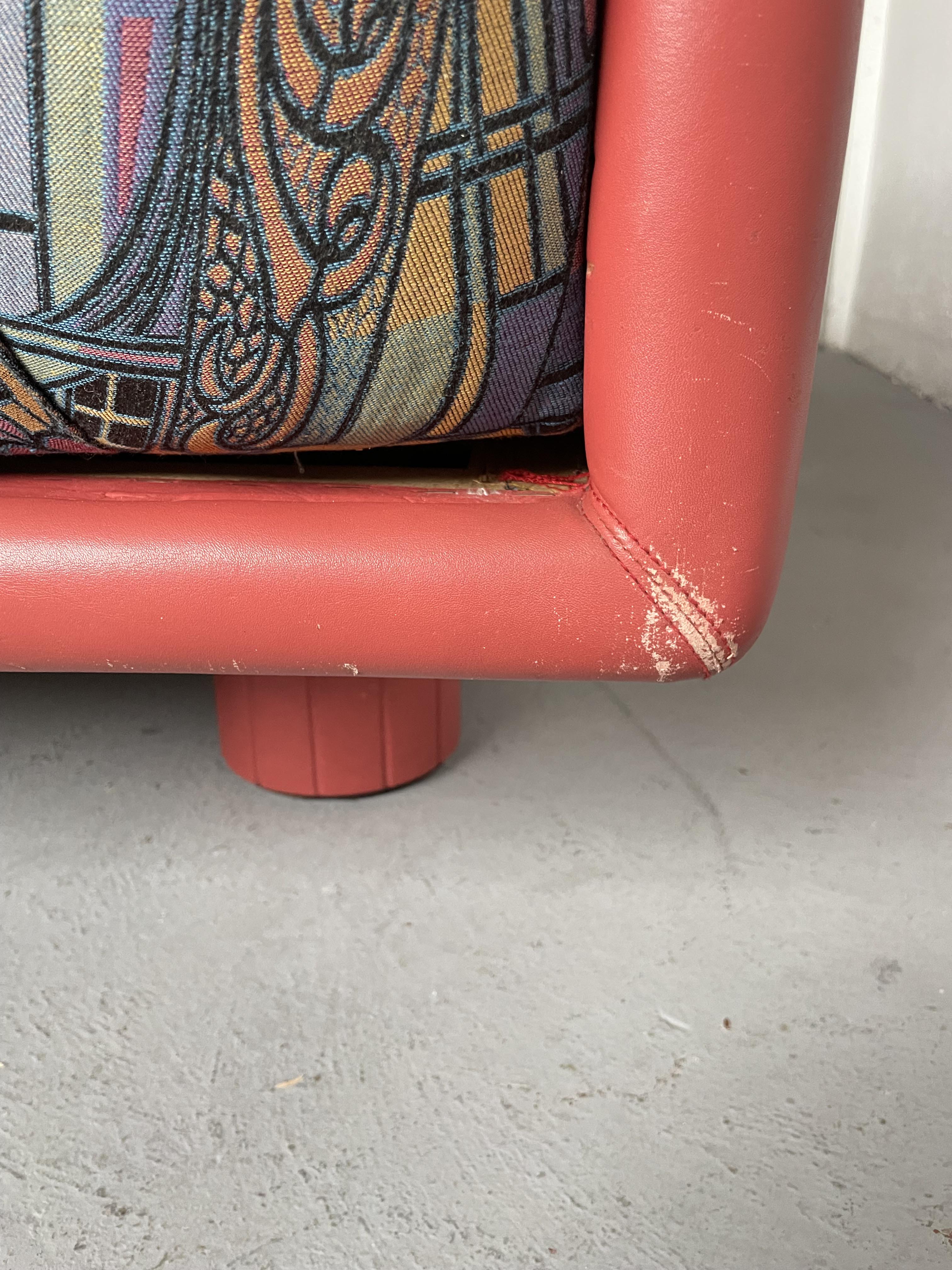 Vintage Italian Sofa from Rossi di Albizzate in Leather and Fabric, Rare Model Designed by Carlo Bar