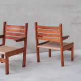 Pair of French Mid-century Cord Armchairs