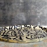 Plateau fibre de verre vintage aux motifs graphiques