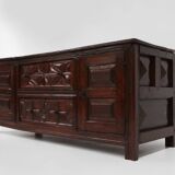 Unique 16th century French geometric sideboard in oak