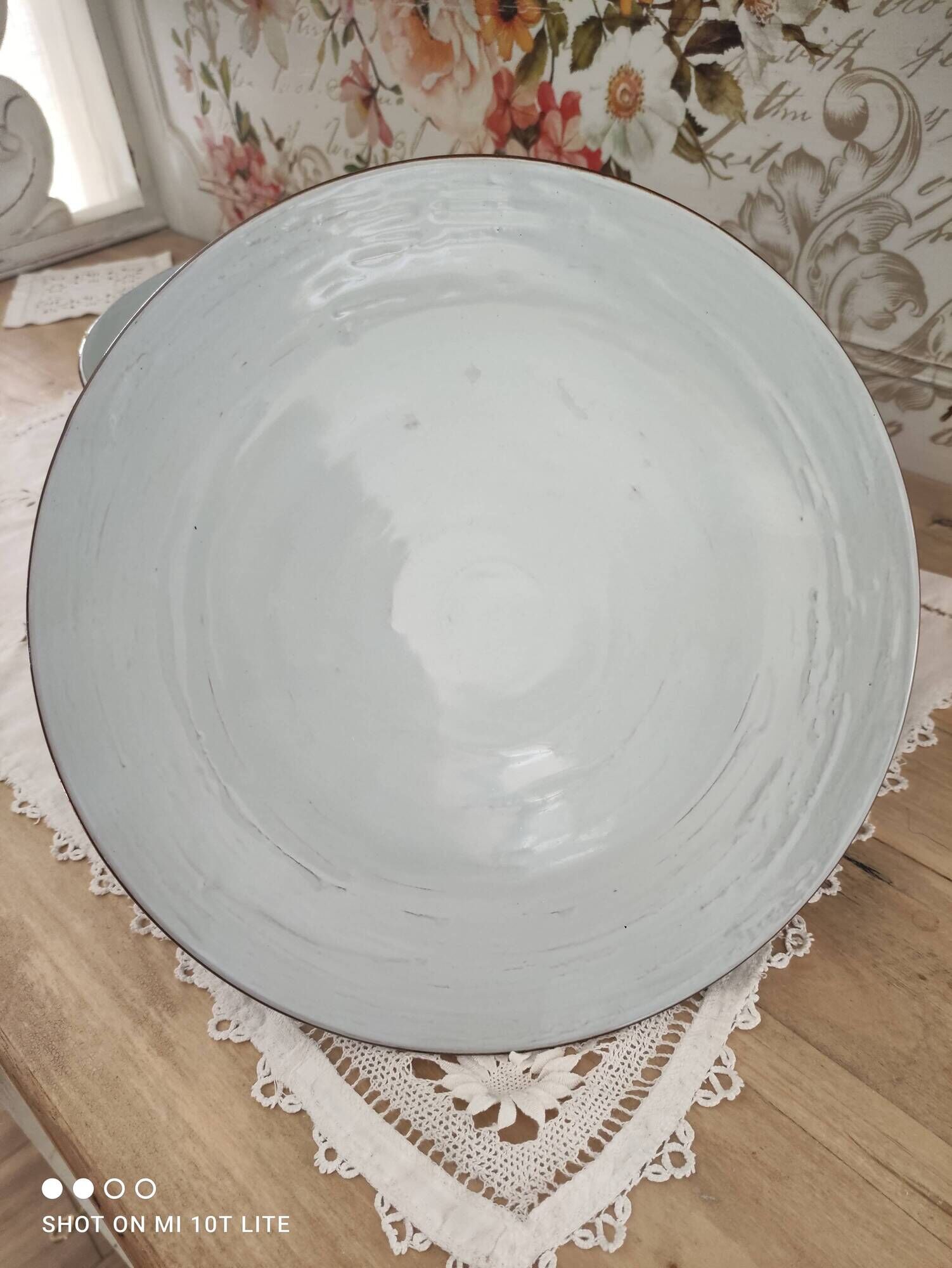 Set of 12 terracotta dinner plates enameled in green cecina