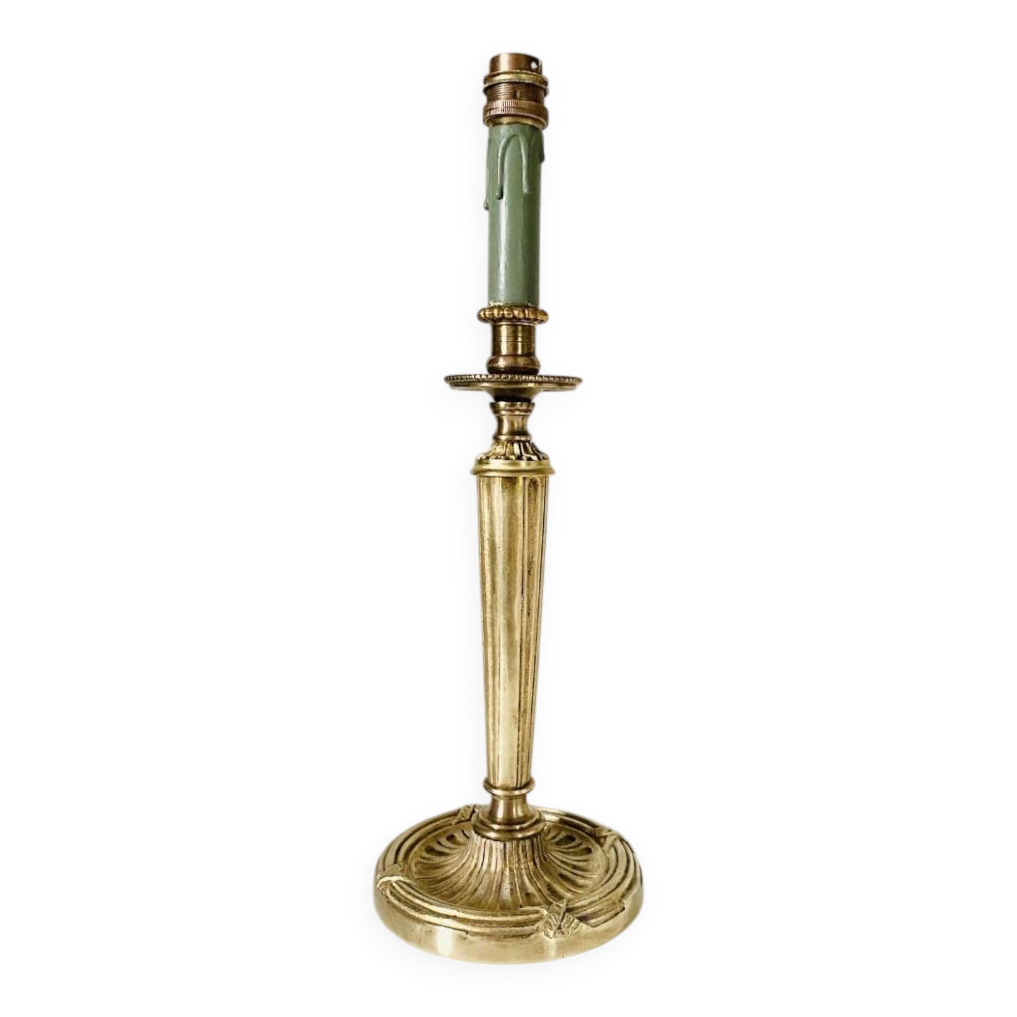 Metal and wood lamp base, 2M braided fabric cable.