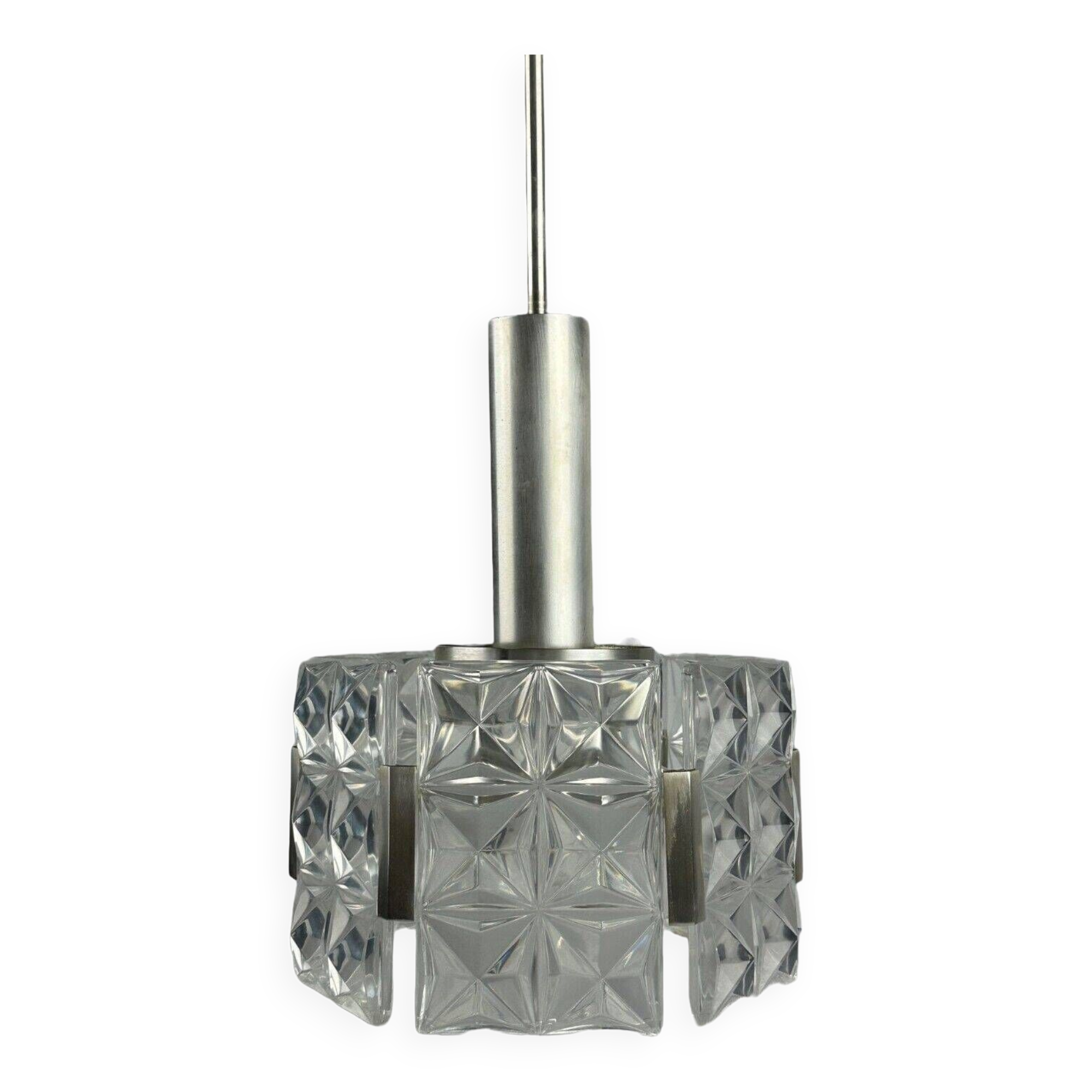 60s 70s ceiling lamp chandelier Hillebrand Leuchten Germany glass metal