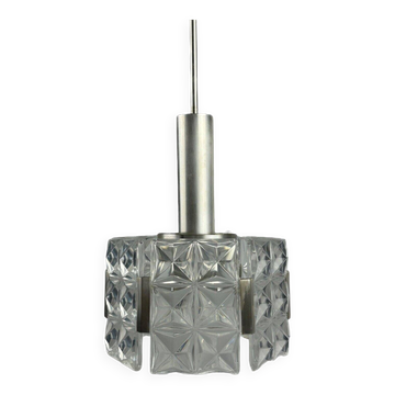 60s 70s ceiling lamp chandelier Hillebrand Leuchten Germany glass metal