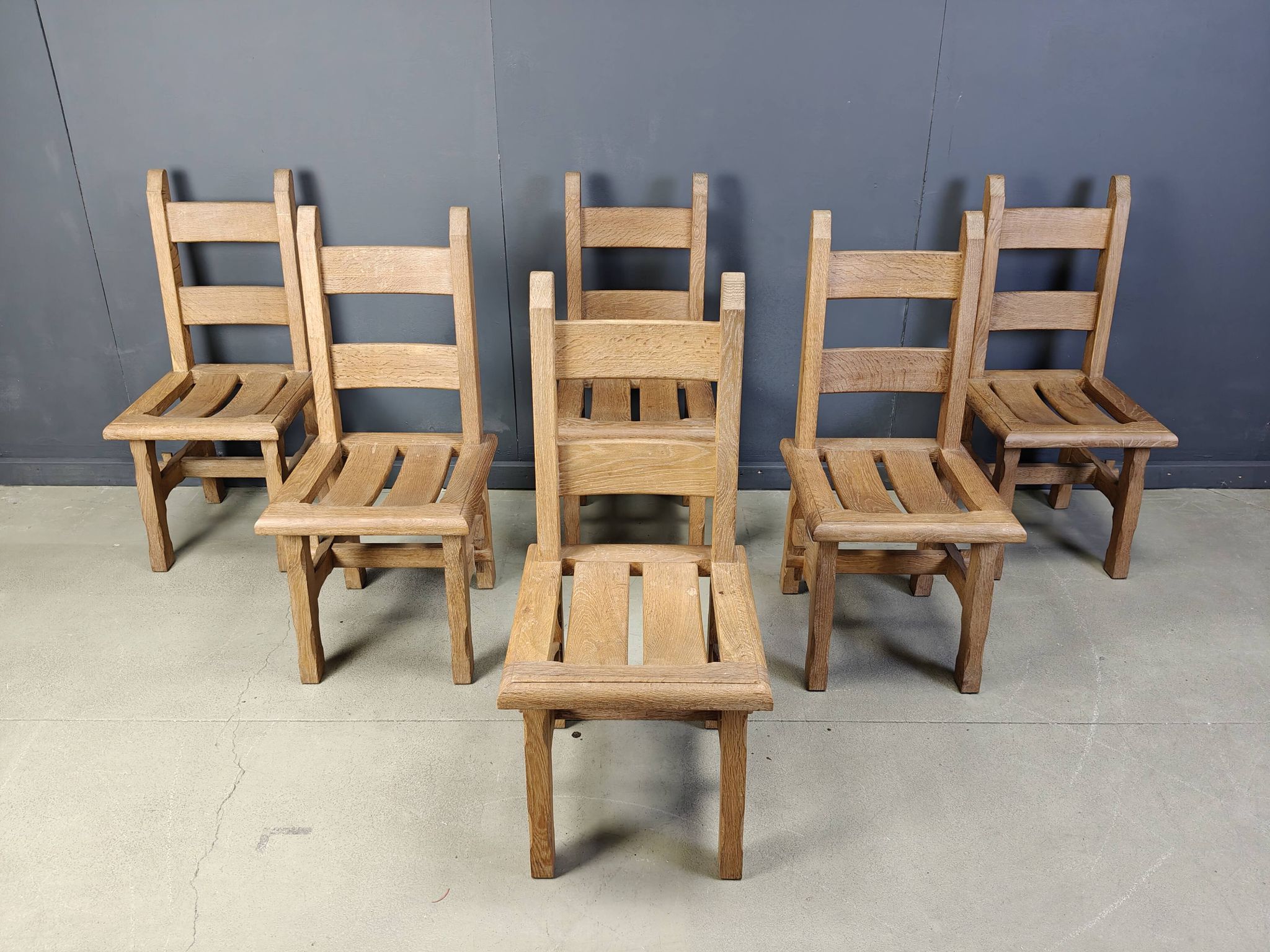 Vintage oak  brutalist dining chairs, 1960s