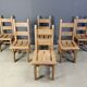 Vintage oak  brutalist dining chairs, 1960s
