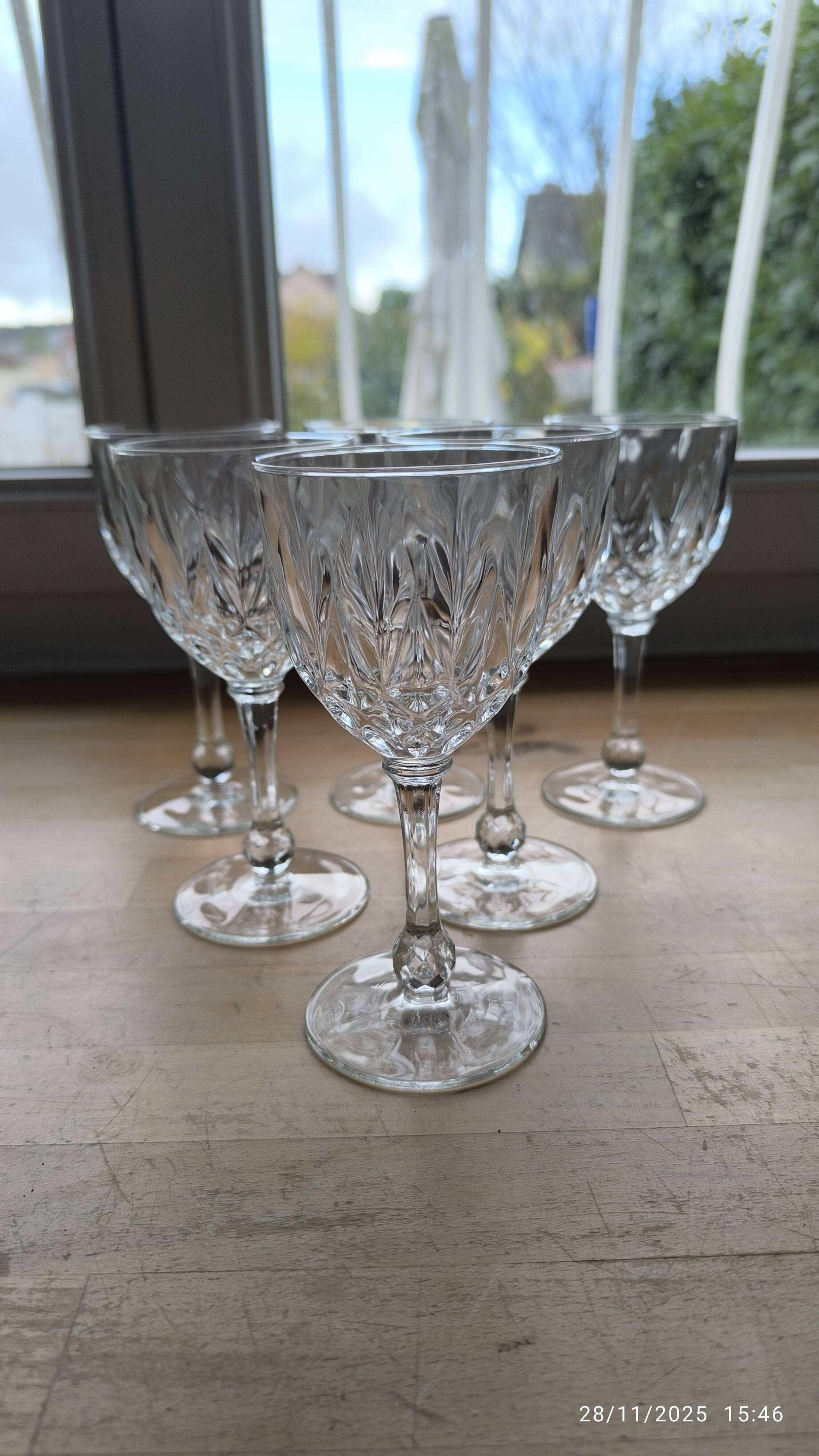 Set of 6 cut-glass glasses from the 1960s