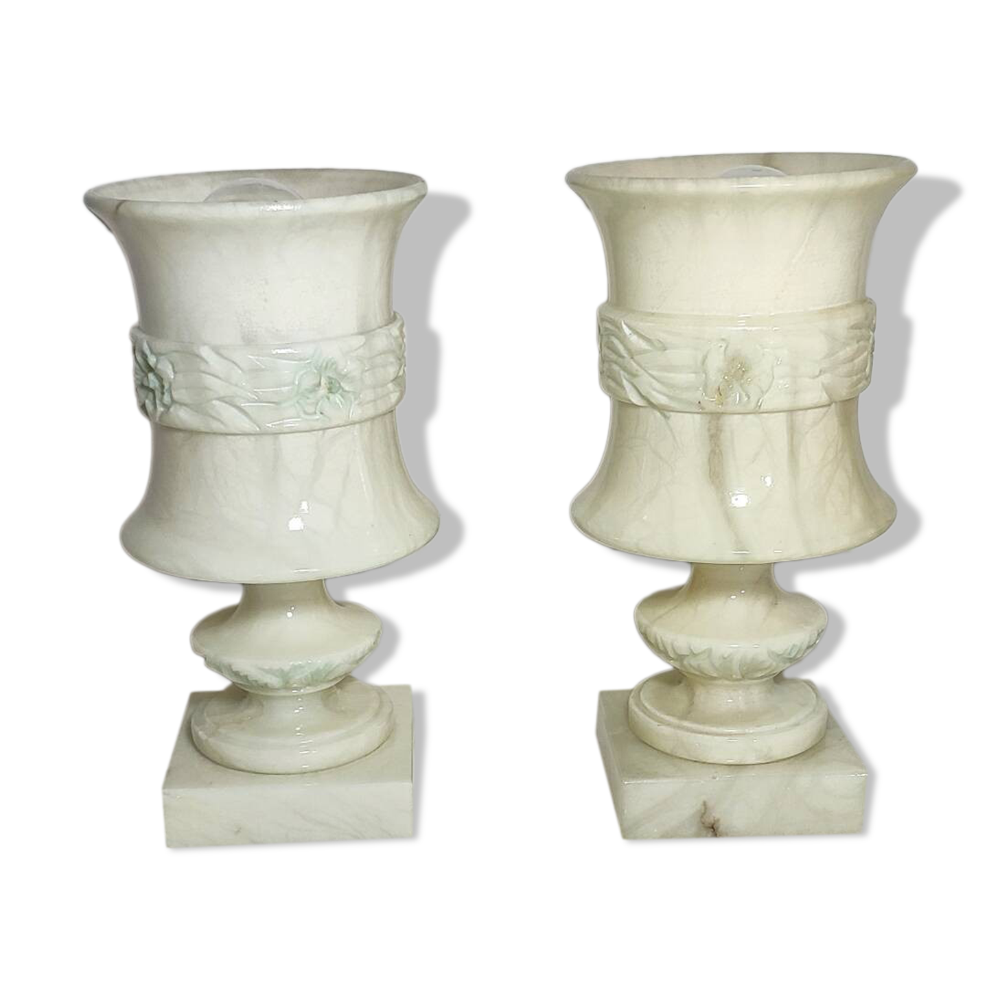 Par de lámparas de mármol. España, 1960s.