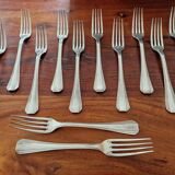 Christofle - Set of 12 Boreal model table forks in silver-plated metal